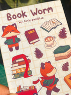 Book Worm Sticker Sheet