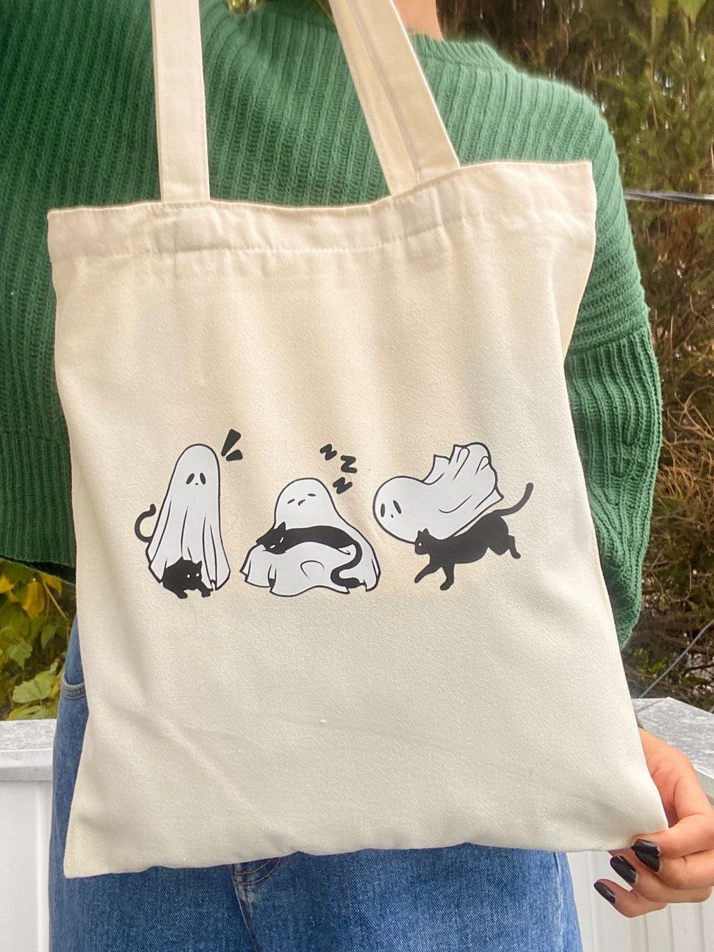 Ghost and Cat Tote Bag